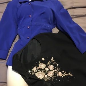 Two blouses bundle blue and a black lined